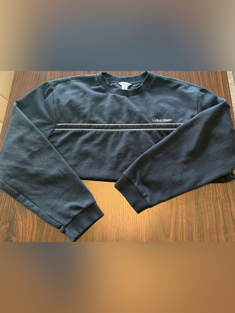 Calvin Klein Men’s Black Chest Stripe Logo Crewneck Sweatshirt Size XXL